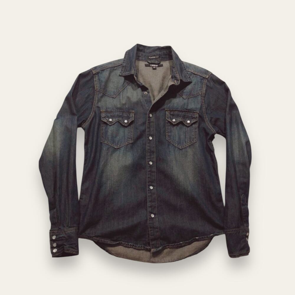 Carbon Denim Chambray Blue Button Down Shirt